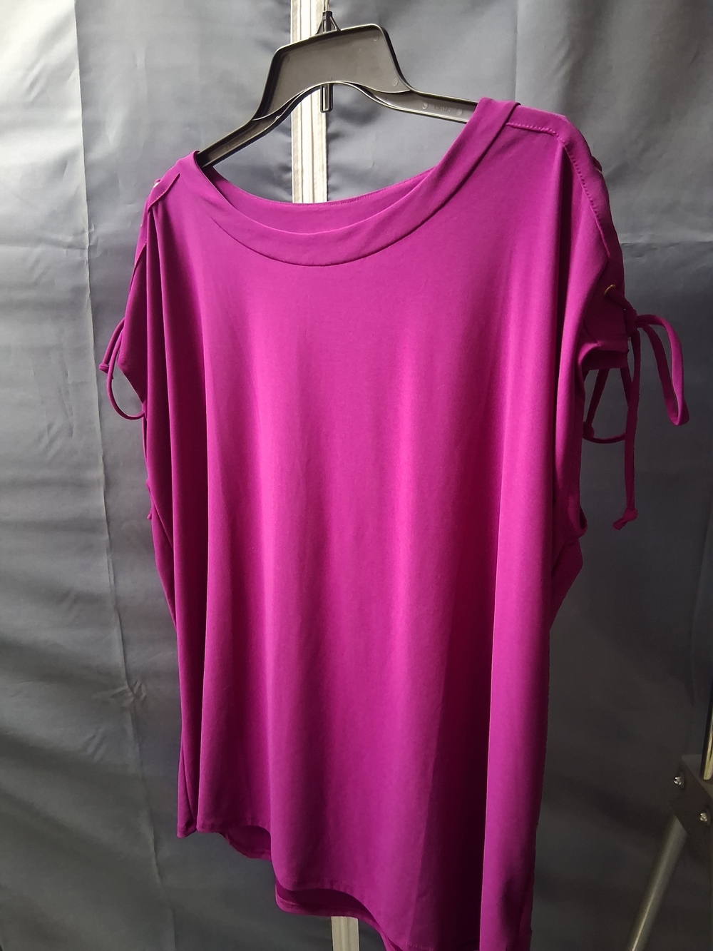 Claudia Richard Magenta Tie-Sleeve Short Sleeve Top
